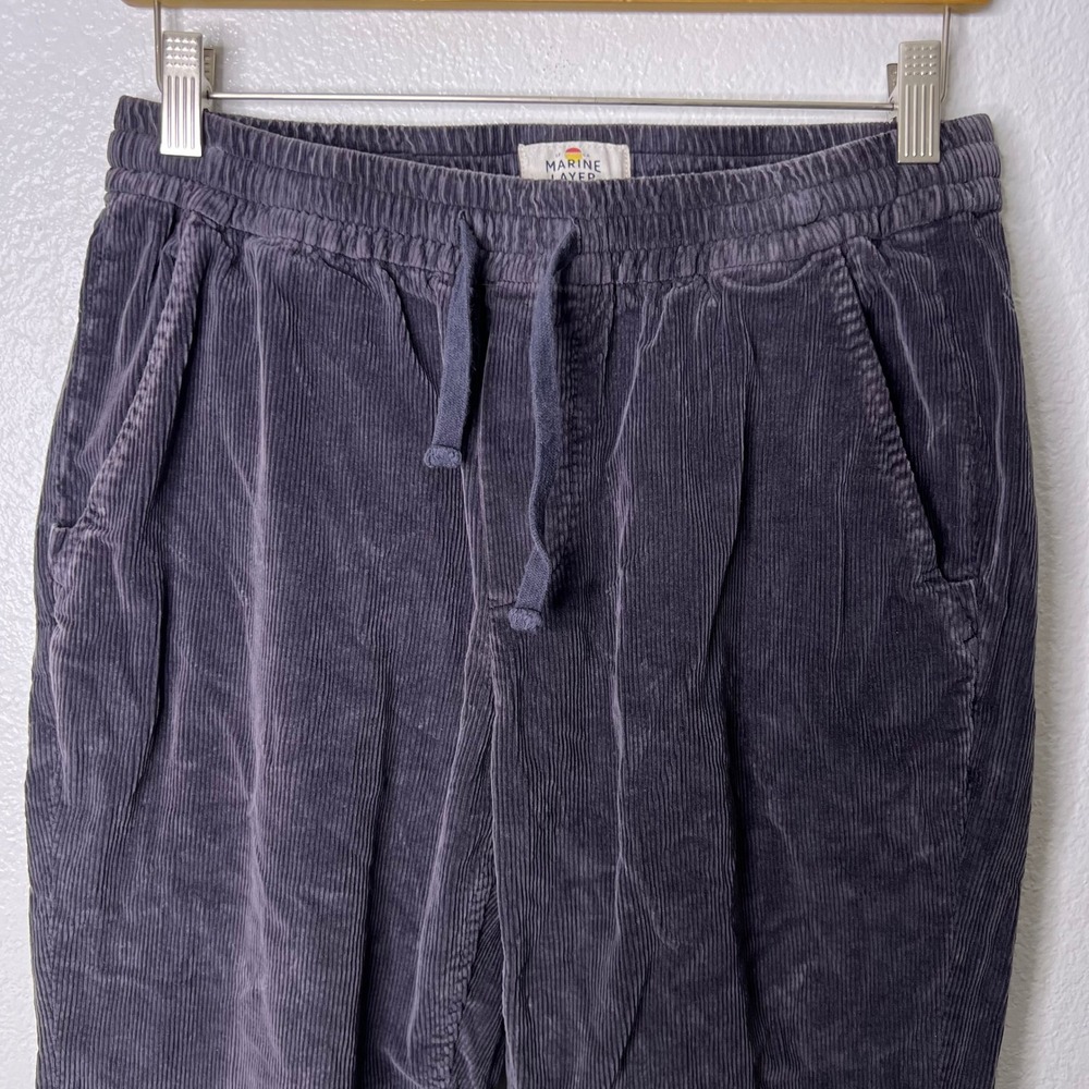 Marine Layer Gray Saturday Corduroy Pants Slim Fit Mens Medium Drawstring Waist - Picture 3 of 7